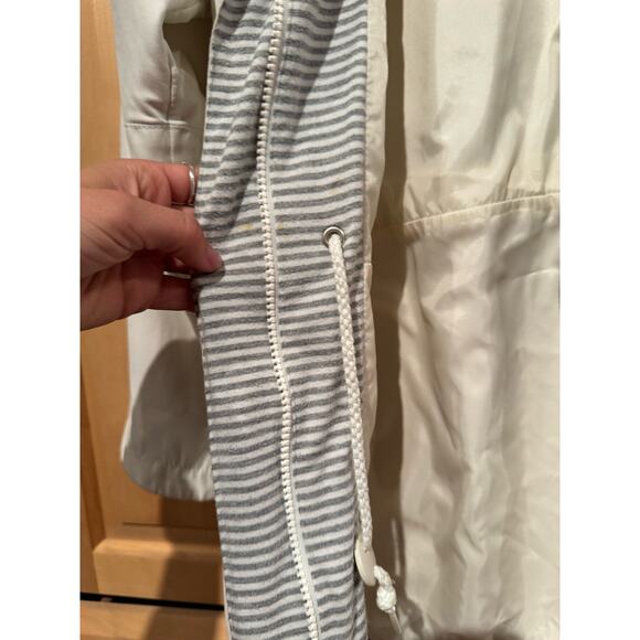 1 Madison Soft White Spring Coat, with Soft Cotton Striped Lining - Picture 2 of 9